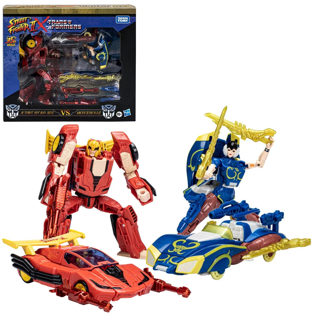 Transformers x Street Fighter II Mash-Up Hot Rod [Ken] vs. Arcee [Chun-Li] 2-Pack Hasbro Mint Condition